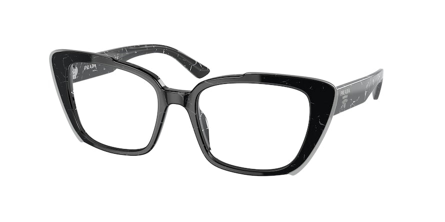 Prada PR01YVF Pillow Eyeglasses  09V1O1-HAVANA BLACK/WHITE 54-18-140 - Color Map black