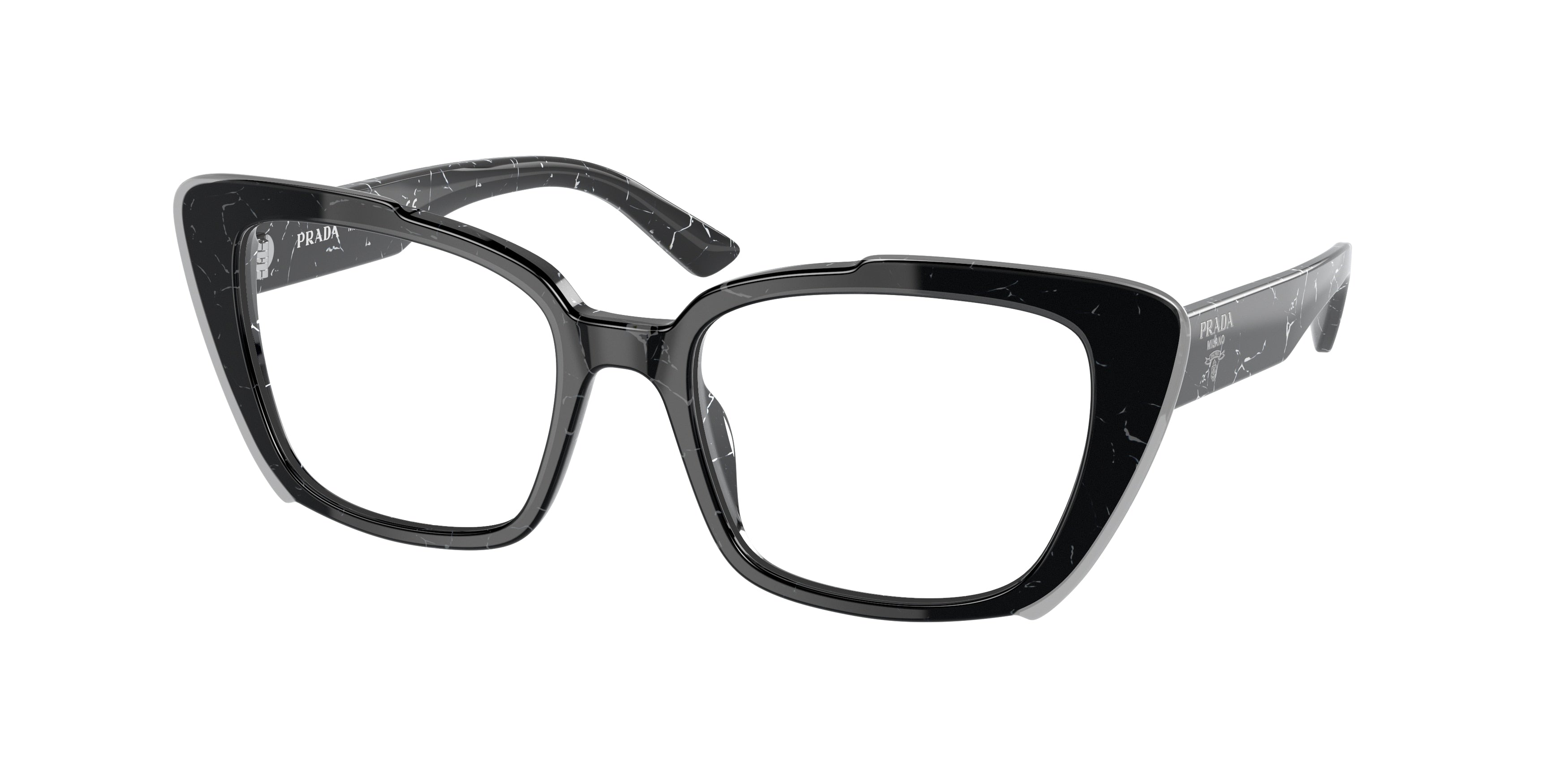 Prada PR01YV Pillow Eyeglasses  09V1O1-Havana Black/White 53-140-18 - Color Map Tortoise