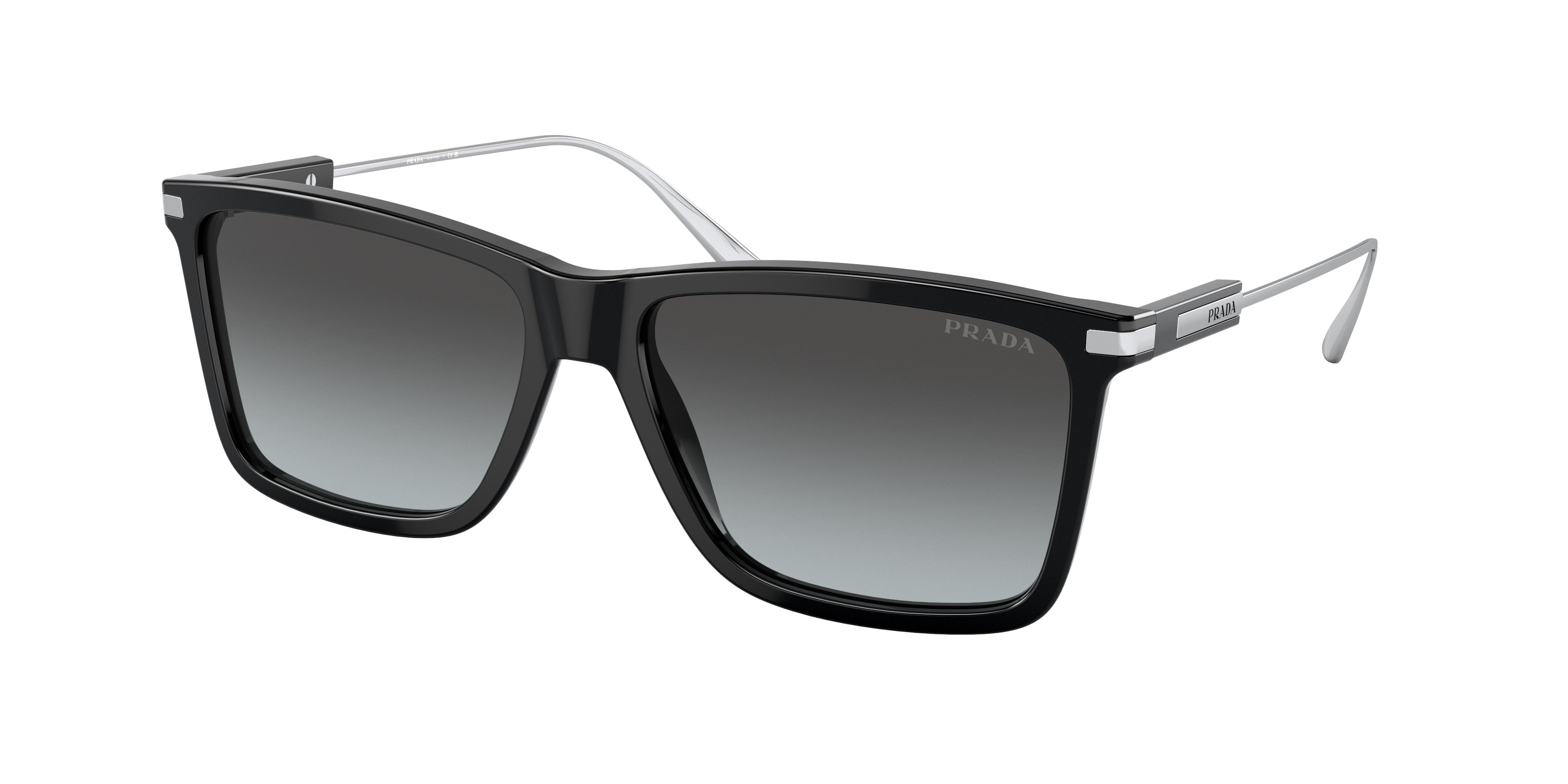 Prada PR01ZS Rectangle Sunglasses  1AB06T-Black 58-140-16 - Color Map Black