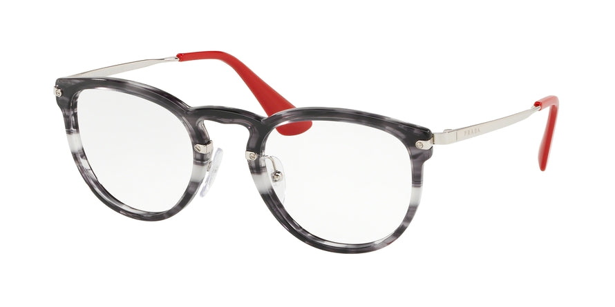 Prada CATWALK PR02VV Phantos Eyeglasses  2571O1-STRIPED GREY 49-22-140 - Color Map grey