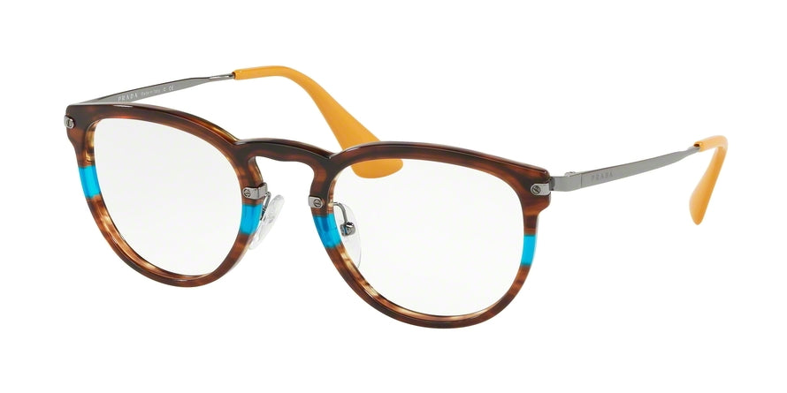 Prada CATWALK PR02VV Phantos Eyeglasses  2581O1-STRIPED BROWN AZURE 51-22-140 - Color Map brown