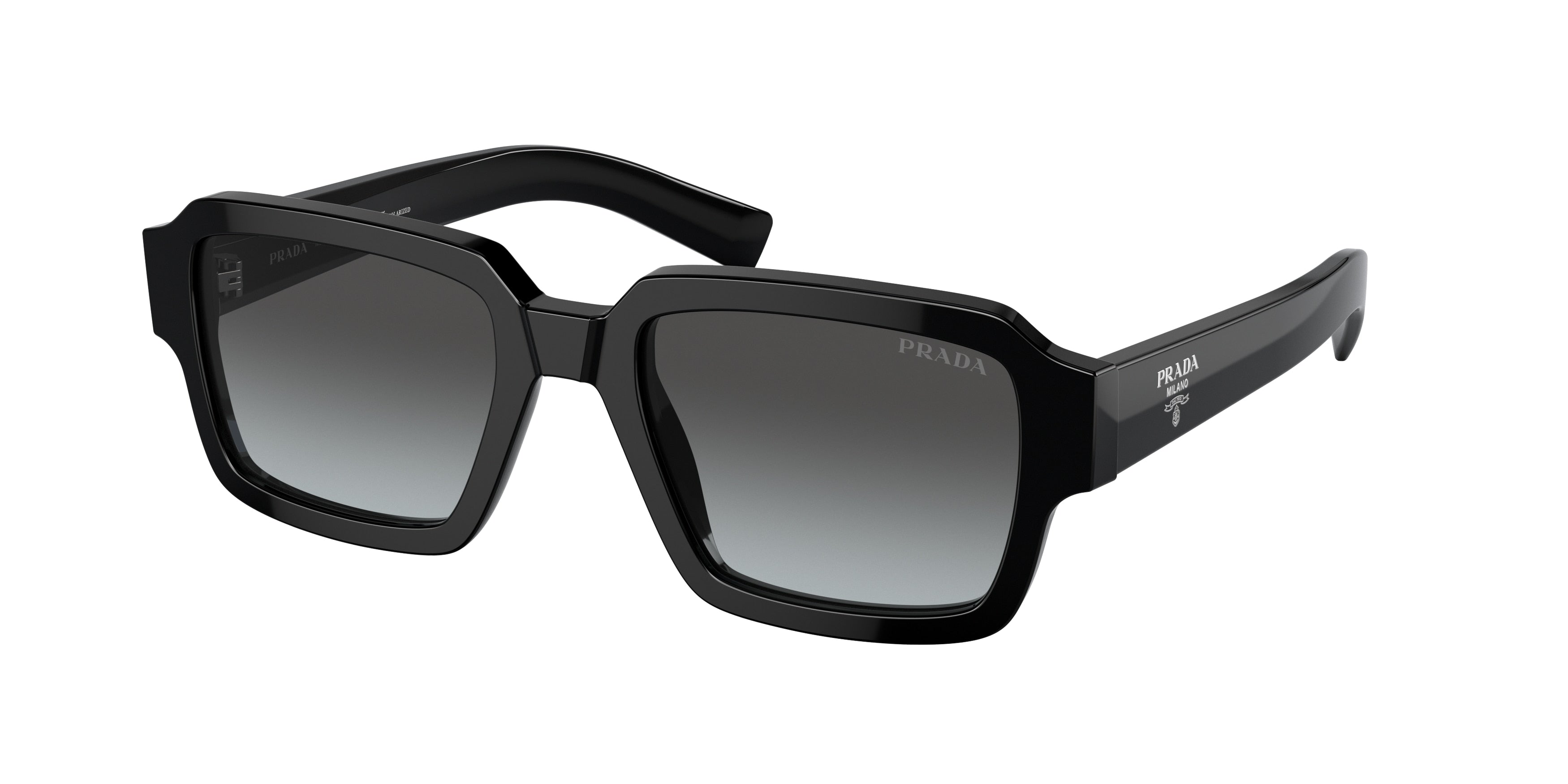 Prada PR02ZSF Square Sunglasses  1AB06T-Black 54-140-19 - Color Map Black