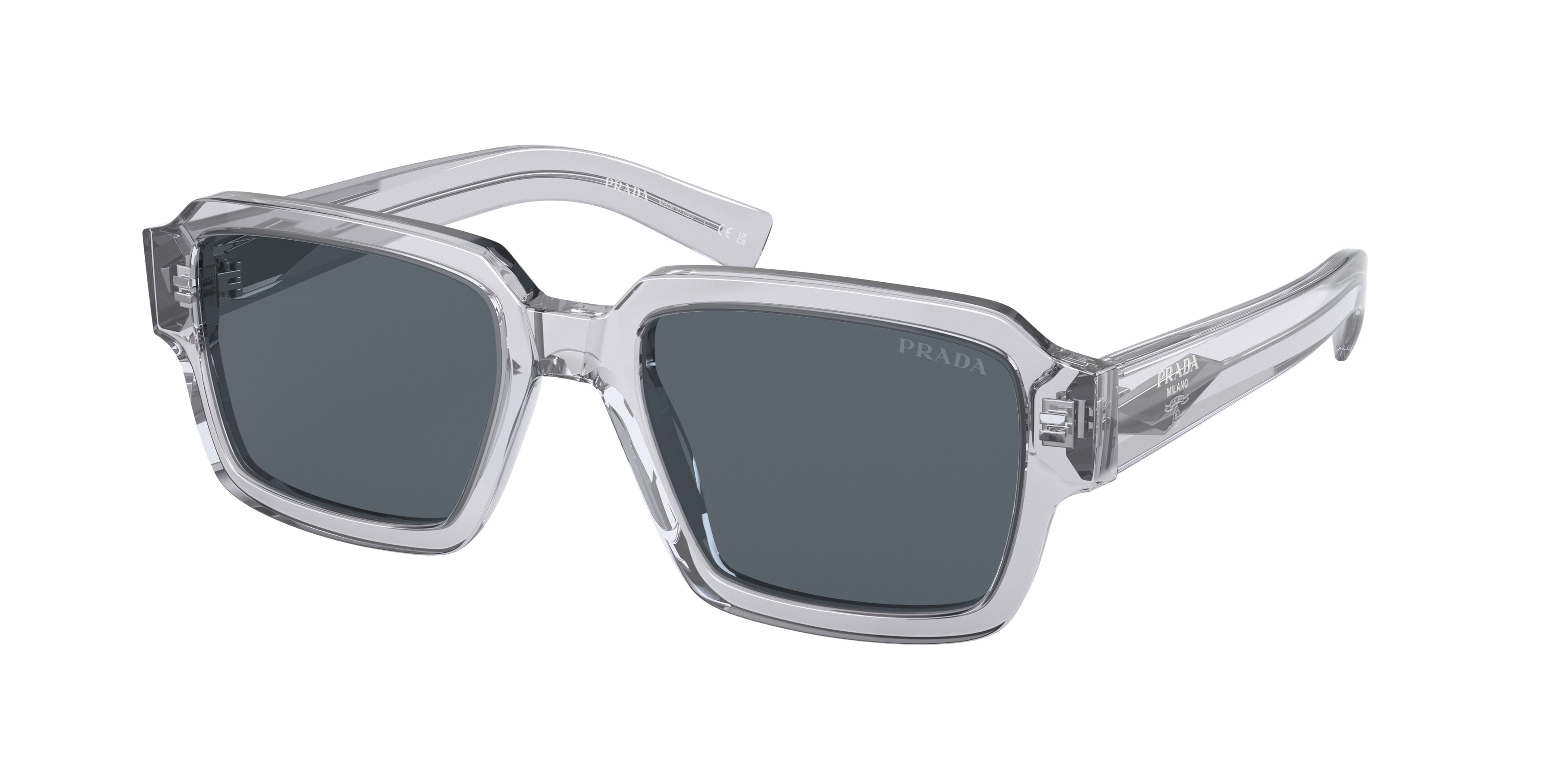 Prada PR02ZSF Square Sunglasses  U430A9-Transparent Grey 54-140-19 - Color Map Grey