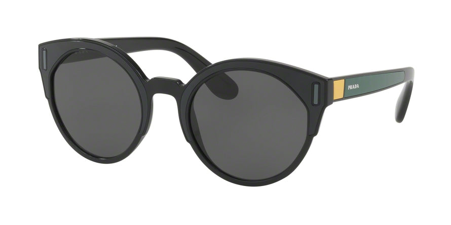 Prada CATWALK PR03USF Irregular Sunglasses  07E5S0-BLACK/GREY/YELLOW 53-22-140 - Color Map green