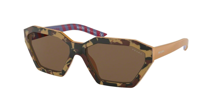 Prada MILLENNIALS PR03VS Irregular Sunglasses  4449L1-CAMUFLAGE BEIGE 57-16-140 - Color Map brown