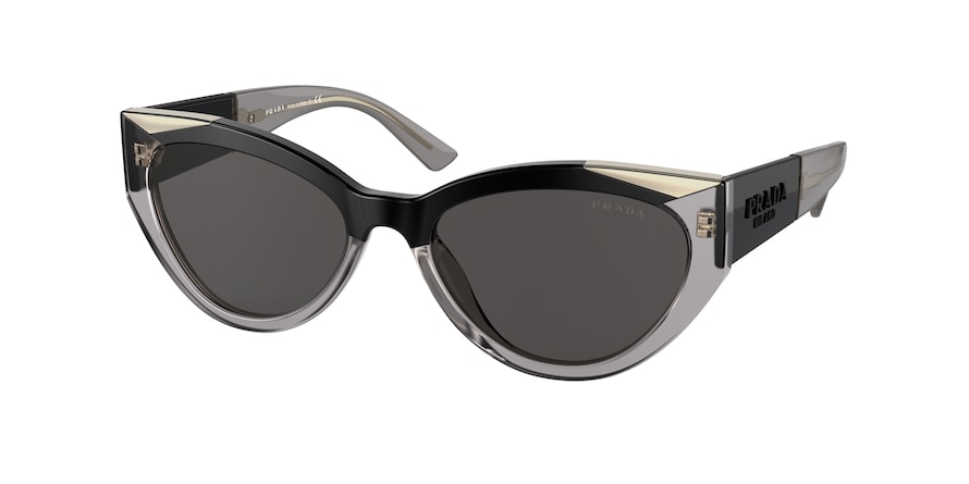 Prada PR03WSF Cat Eye Sunglasses  03M5S0-BLACK/OPAL GREY 57-18-140 - Color Map grey