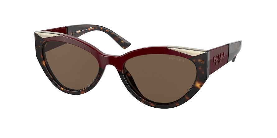 Prada PR03WSF Cat Eye Sunglasses  07C0D1-CHERRY/DARK HAVANA 57-18-140 - Color Map havana