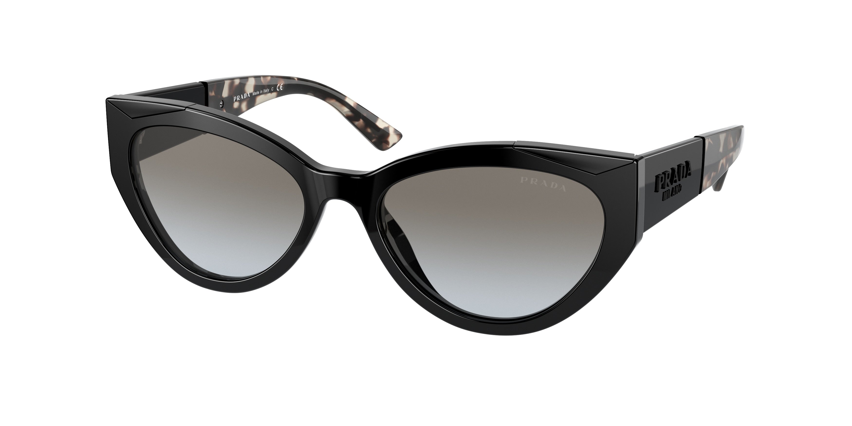 Prada PR03WS Cat Eye Sunglasses  1AB0A7-Black 55-140-18 - Color Map Black