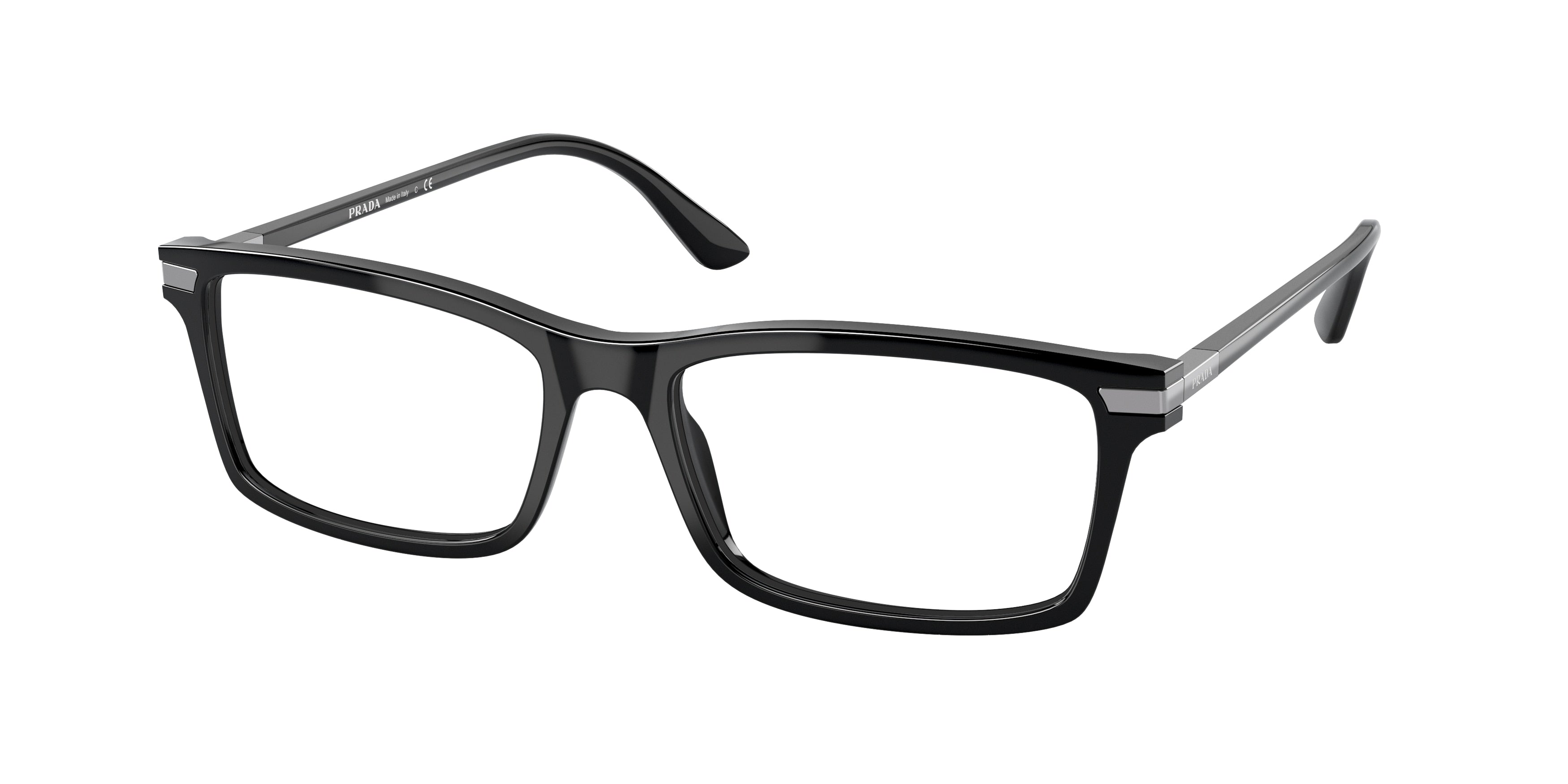 Prada PR03YVF Rectangle Eyeglasses  1AB1O1-Black 56-150-17 - Color Map Black
