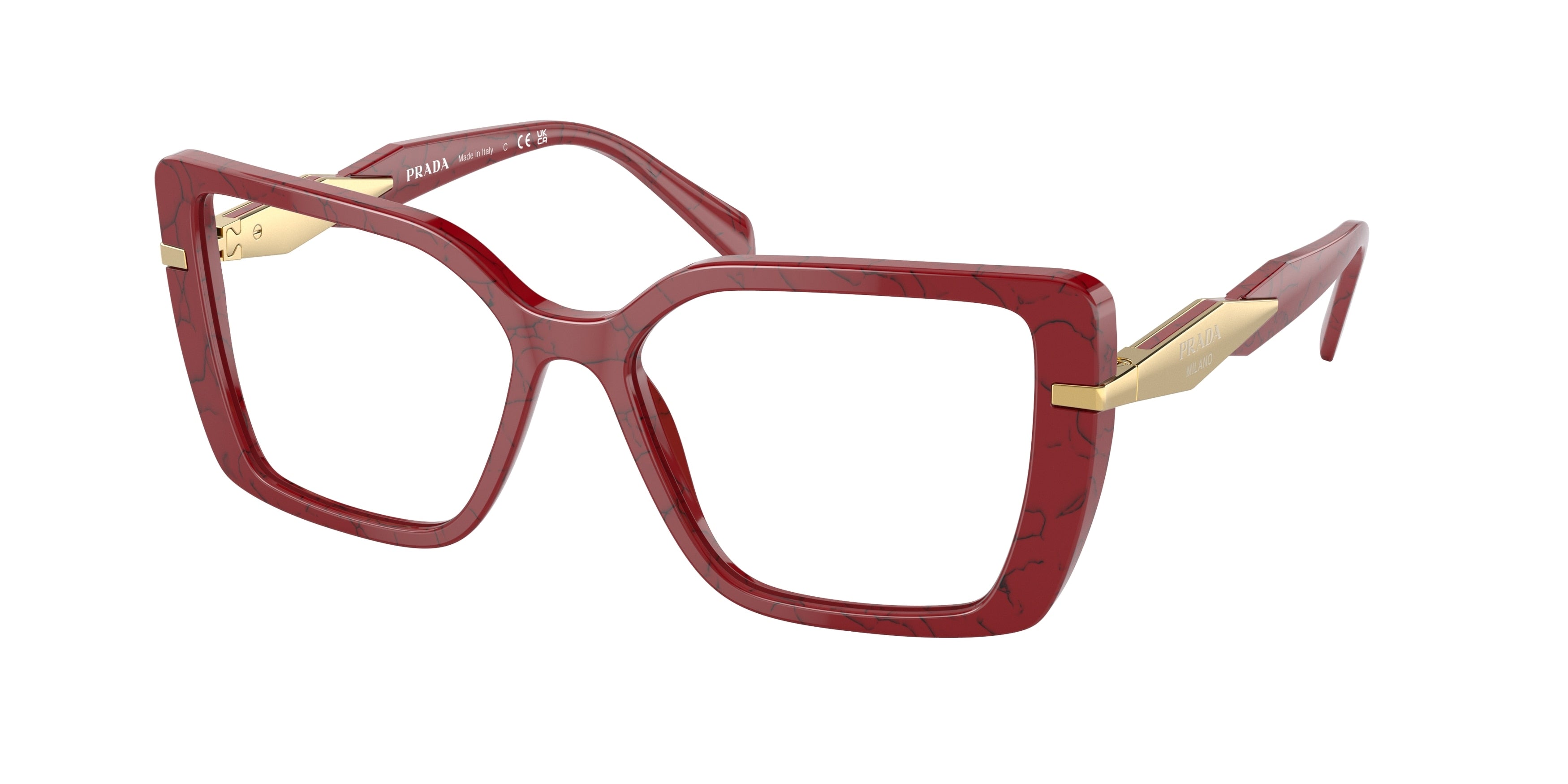 Prada PR03ZVF Pillow Eyeglasses  15D1O1-Etruscan Marble 56-140-16 - Color Map Red