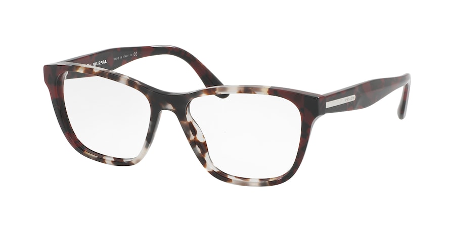 Prada PR04TVF Square Eyeglasses  U6K1O1-SPOTTED OP BROWN/SPOTTED RED 54-16-140 - Color Map brown
