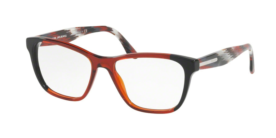 Prada PR04TV Square Eyeglasses  VYO1O1-BLACK/BORDEAUX/BLACK 52-16-140 - Color Map bordeaux