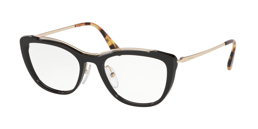 Prada CONCEPTUAL PR04VV Irregular Eyeglasses  1AB1O1-BLACK 53-18-140 - Color Map black