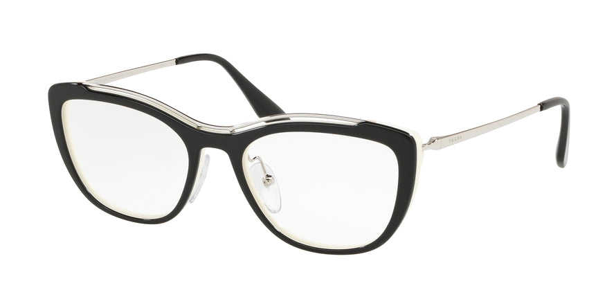 Prada CONCEPTUAL PR04VV Irregular Eyeglasses  4BK1O1-BLACK/IVORY 53-18-140 - Color Map black