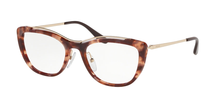 Prada CONCEPTUAL PR04VV Irregular Eyeglasses  UE01O1-PINK HAVANA 53-18-140 - Color Map pink
