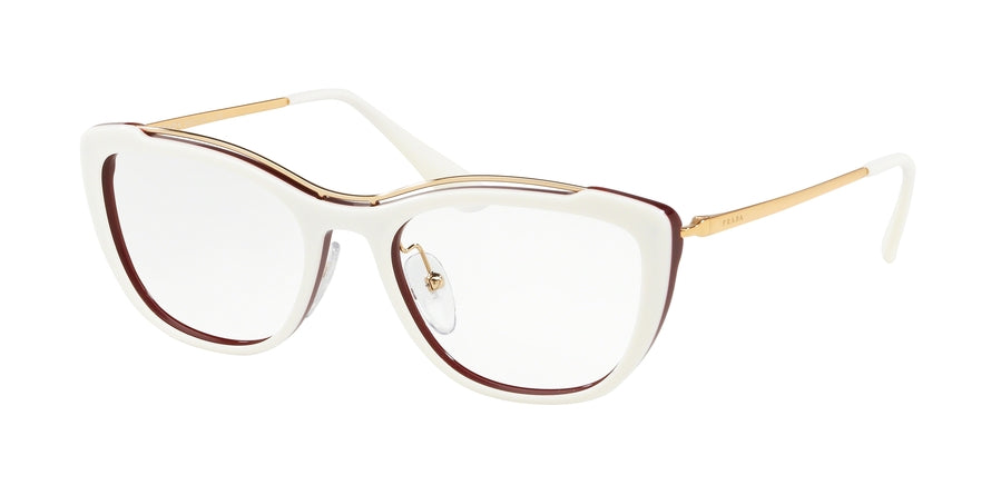 Prada CONCEPTUAL PR04VV Irregular Eyeglasses  YNC1O1-IVORY/BORDEAUX 53-18-140 - Color Map ivory