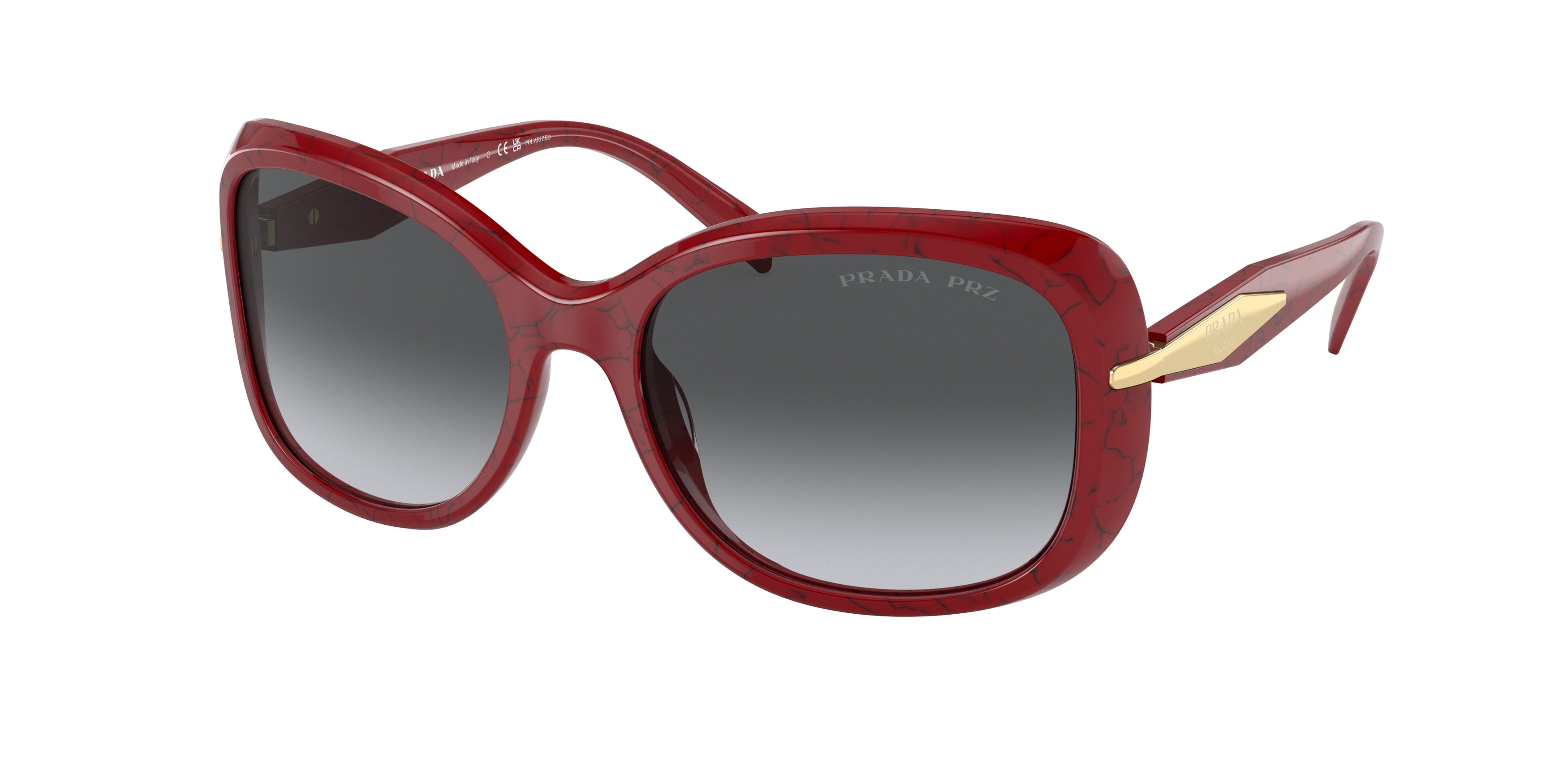 Prada PR04ZSF Rectangle Sunglasses  15D5W1-Etruscan Marble 58-135-17 - Color Map Red