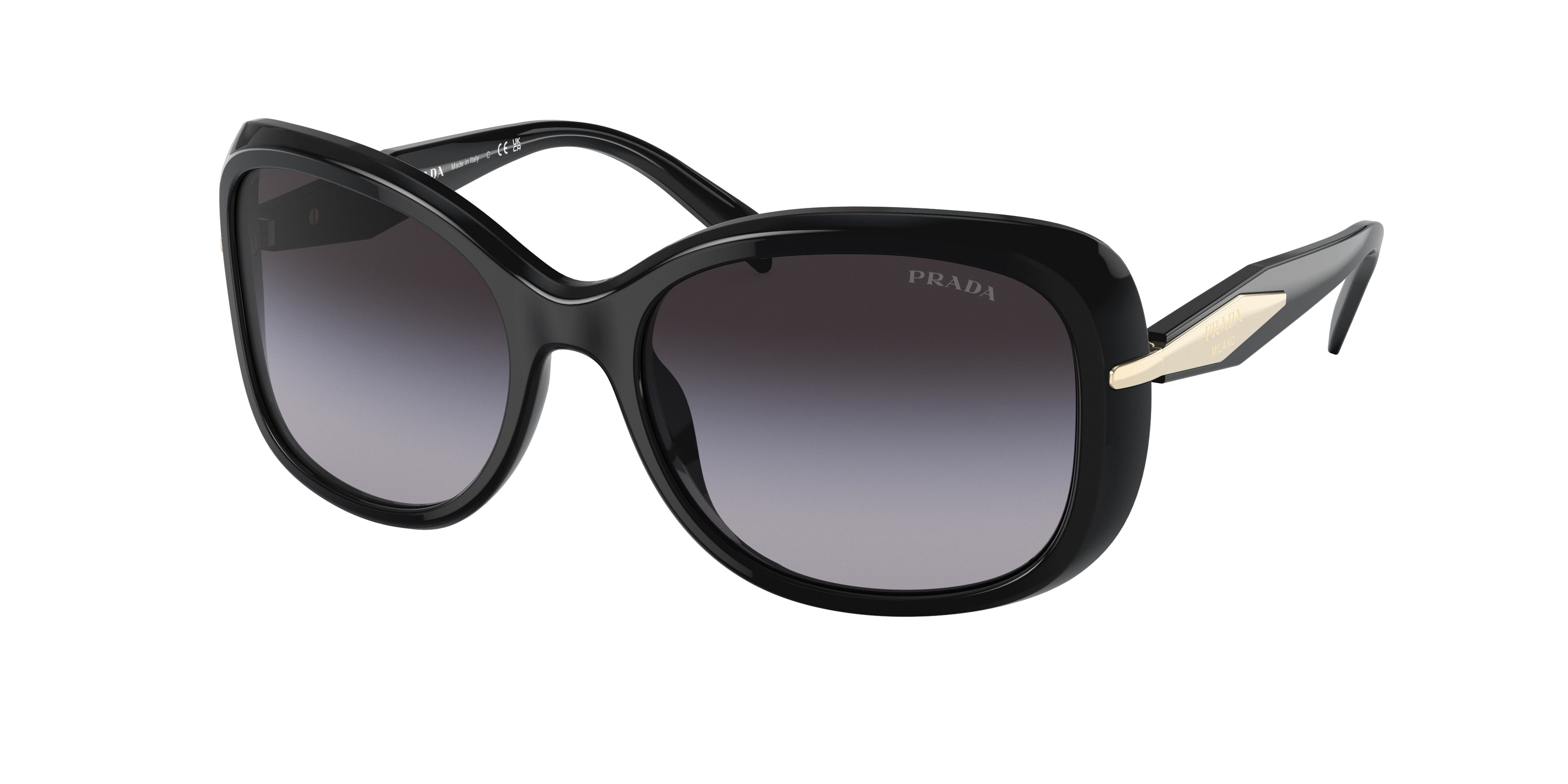 Prada PR04ZSF Rectangle Sunglasses  1AB09S-Black 58-135-17 - Color Map Black