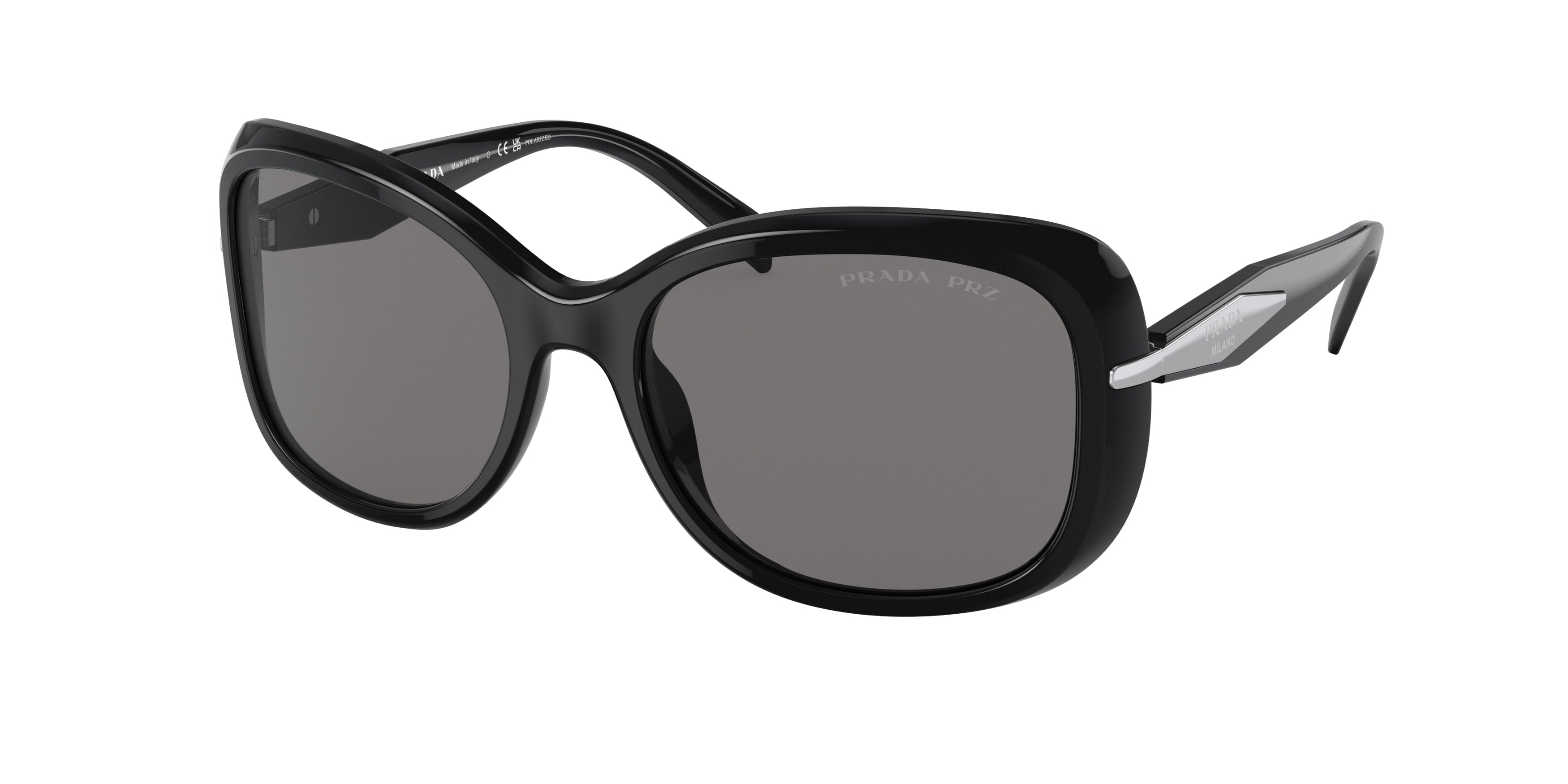 Prada PR04ZS Rectangle Sunglasses  1AB5Z1-Black 57-135-18 - Color Map Black