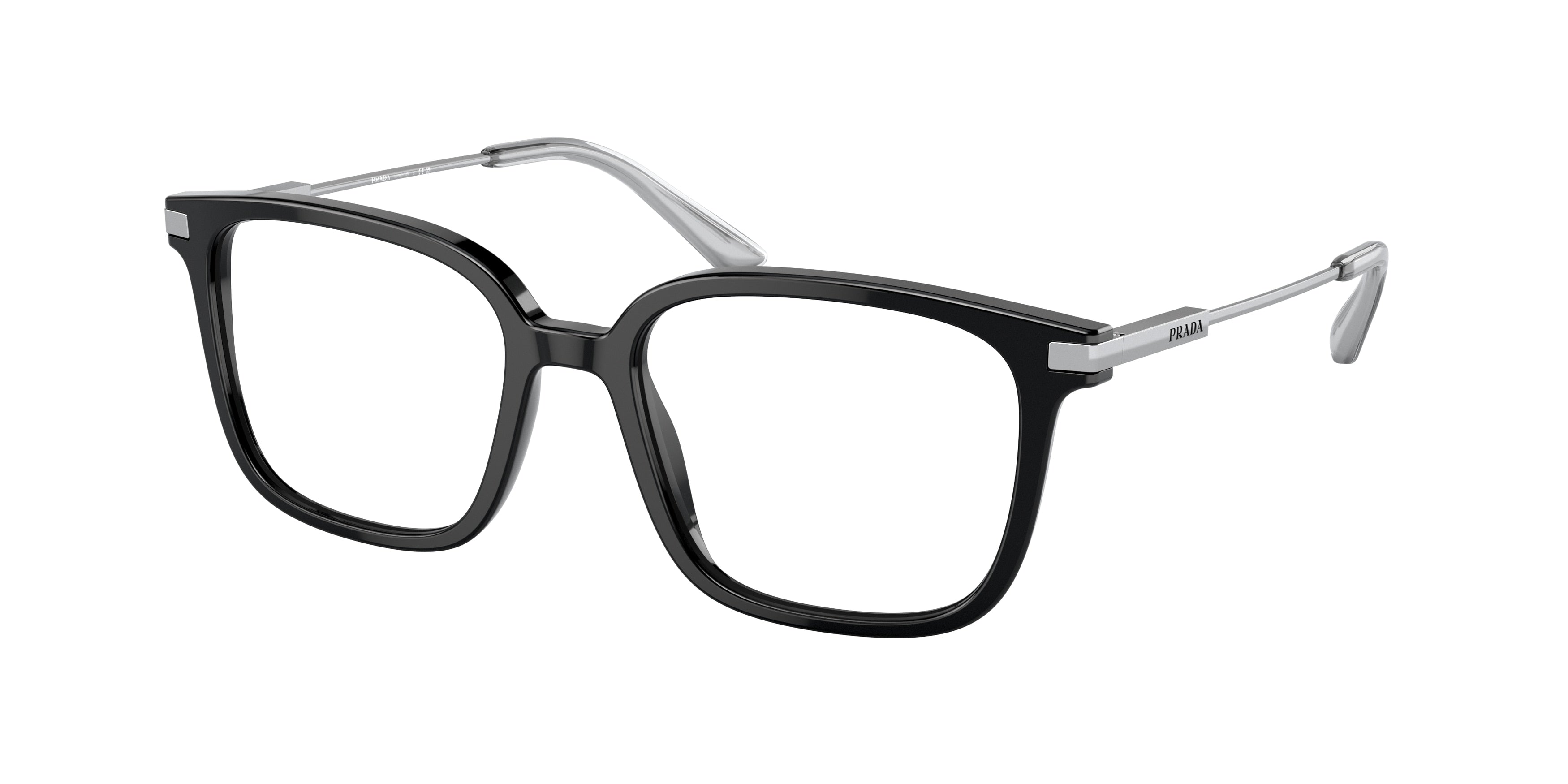 Prada PR04ZV Pillow Eyeglasses  1AB1O1-Black 52-145-18 - Color Map Black
