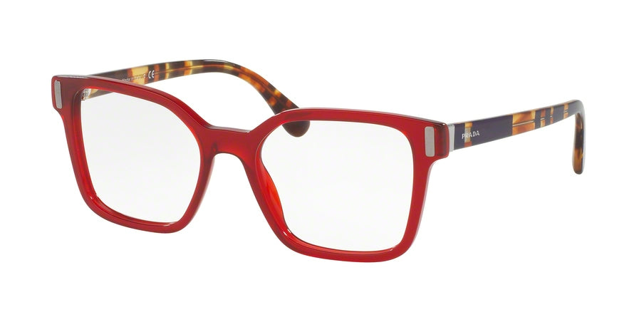 Prada PR05TV Square Eyeglasses  ACB1O1-TRANSPARENT RED 52-18-135 - Color Map red