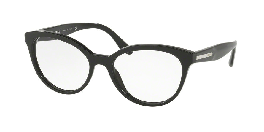 Prada CONCEPTUAL PR05UV Oval Eyeglasses  1AB1O1-BLACK 54-17-140 - Color Map black