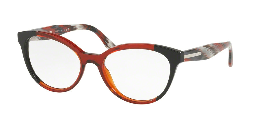 Prada CONCEPTUAL PR05UV Oval Eyeglasses  VYO1O1-BLACK/BORDEAUX/BLACK 52-17-140 - Color Map bordeaux