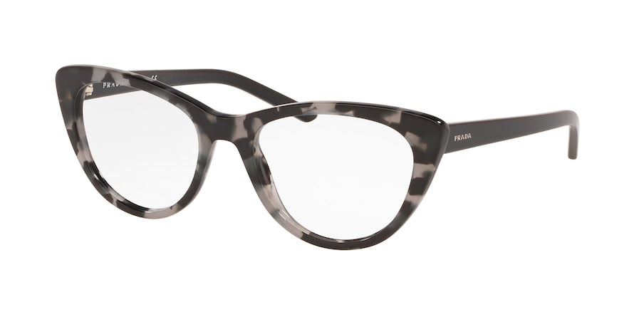 Prada MILLENNIALS PR05XV Cat Eye Eyeglasses  5101O1-SPOTTED GREY 53-18-140 - Color Map black
