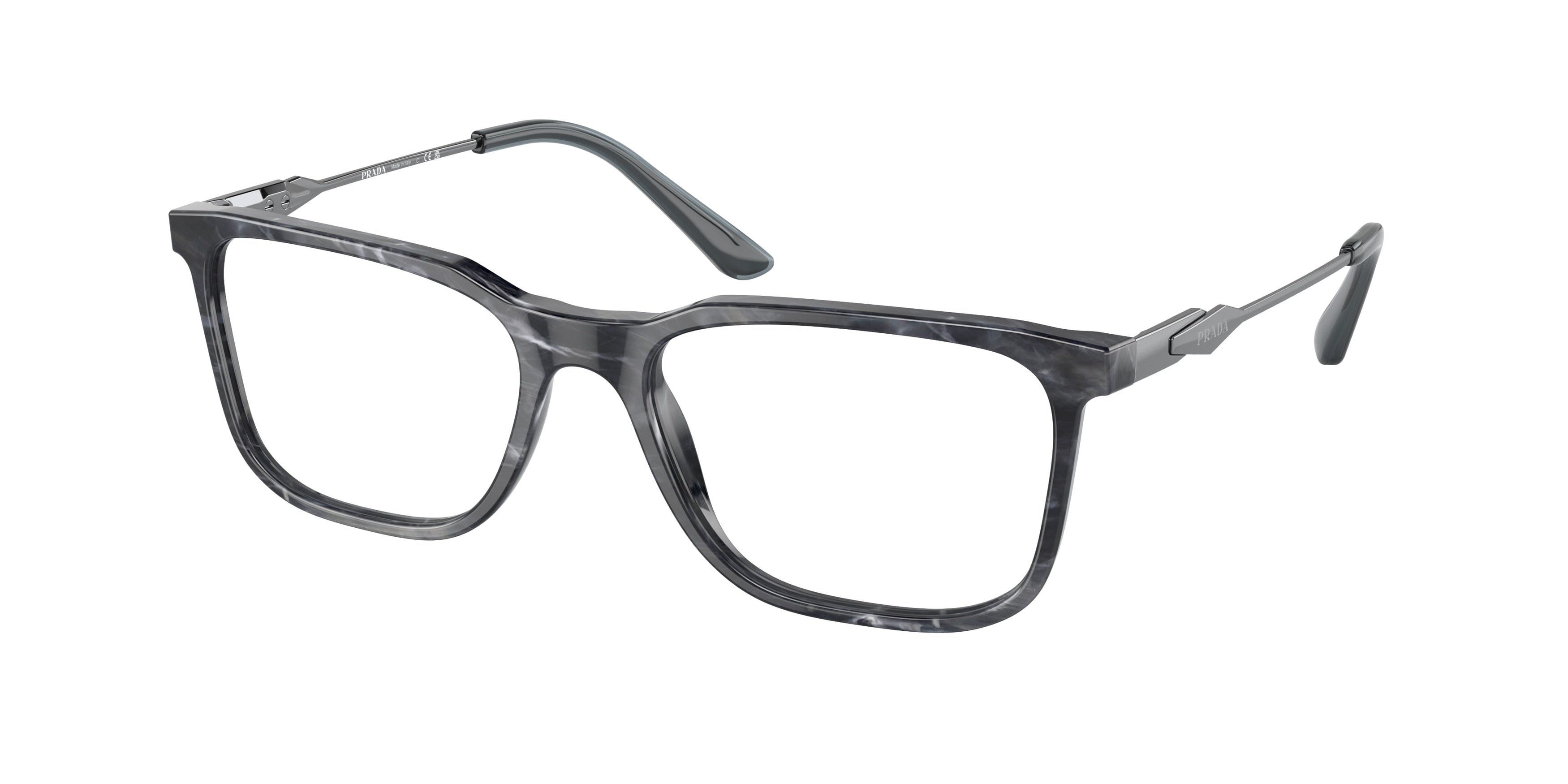 Prada PR05ZV Rectangle Eyeglasses  13F1O1-Graphite Stone 55-140-18 - Color Map Grey