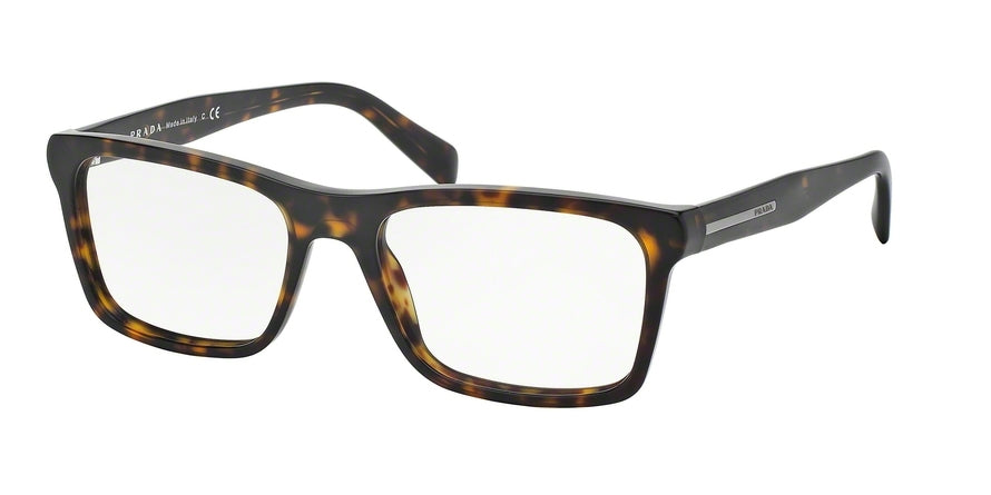 Prada PLAQUE PR06RV Square Eyeglasses  HAQ1O1-MATTE HAVANA 55-18-145 - Color Map havana