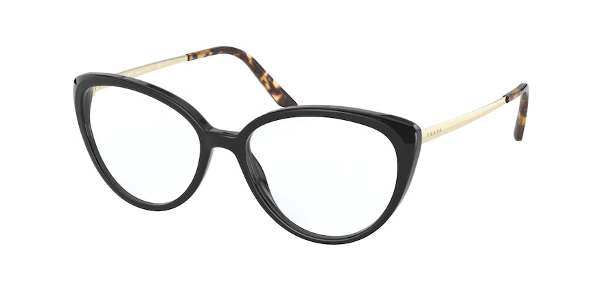 Prada PR06WV Round Eyeglasses  1AB1O1-BLACK 53-16-145 - Color Map not applicable