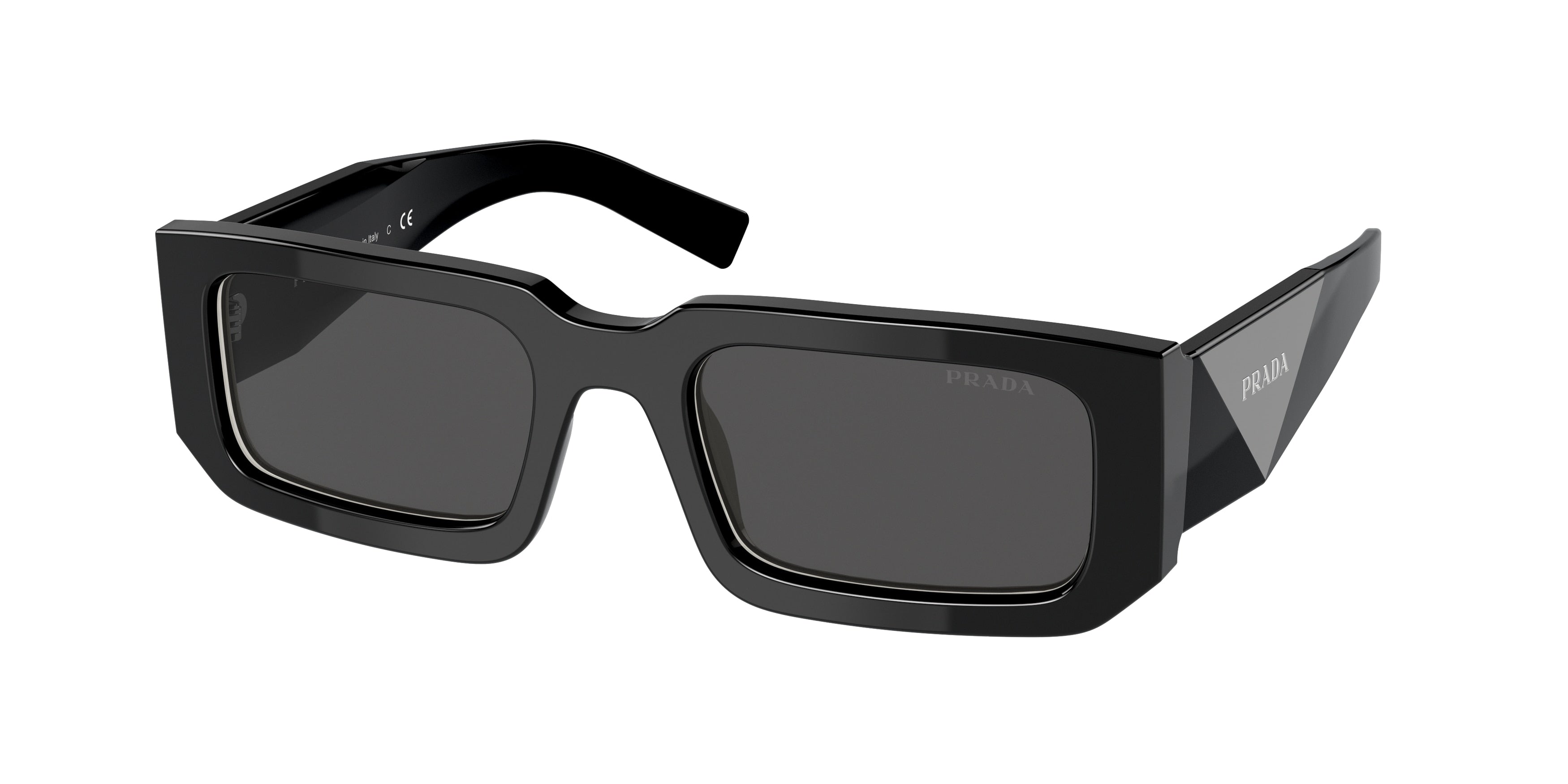 Prada PR06YS Rectangle Sunglasses  09Q5S0-Black/White 52-145-21 - Color Map Black
