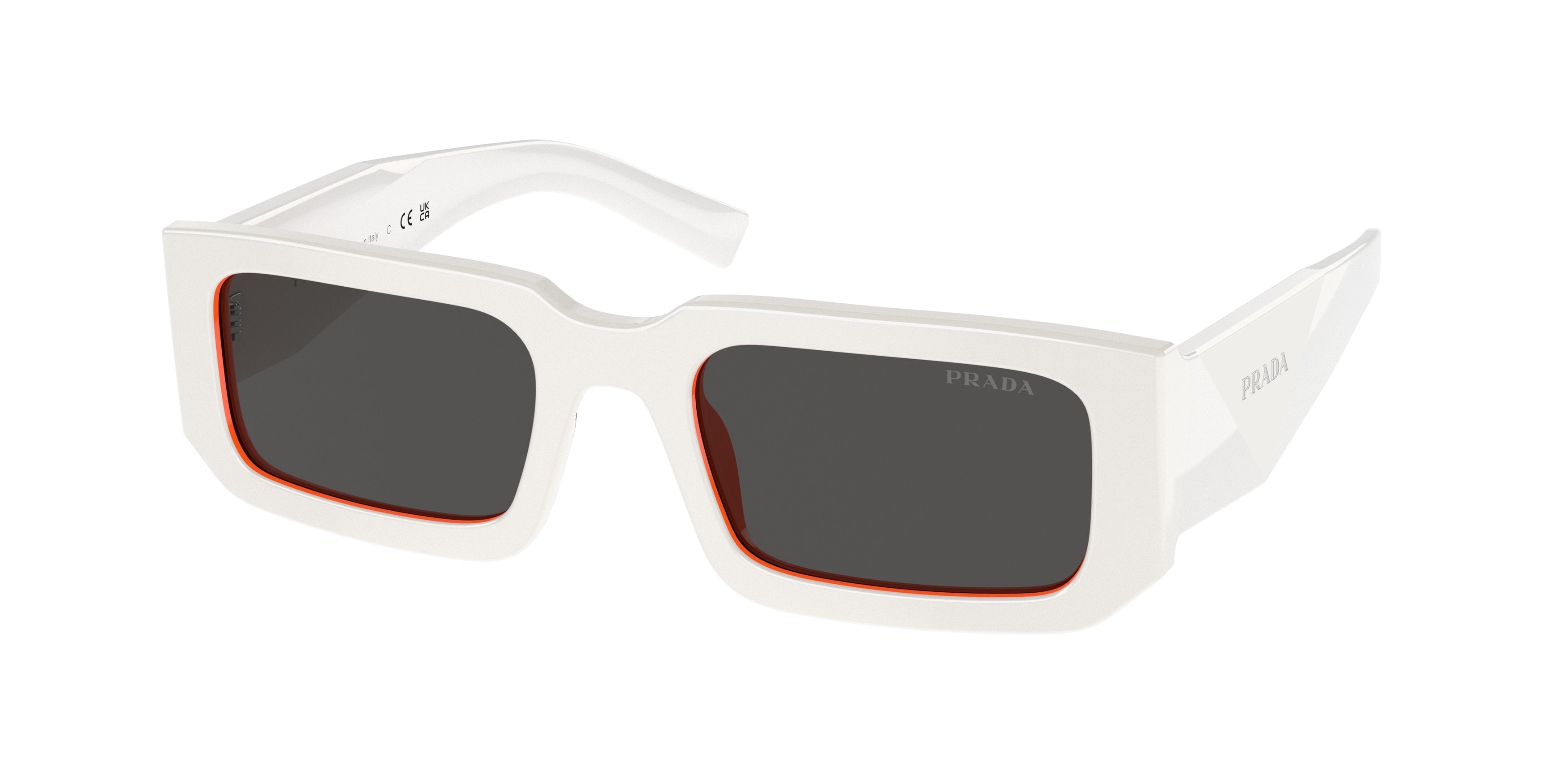 Prada PR06YS Rectangle Sunglasses  17M5S0-Talc/Orange 52-145-21 - Color Map White