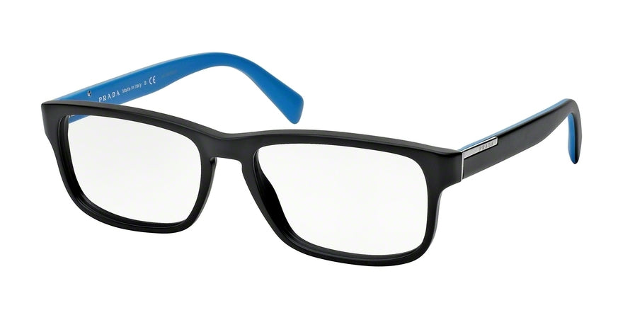 Prada 0PR 07PV PR07PV Rectangle Eyeglasses  1BO1O1-MATTE BLACK 56-17-145 - Color Map black