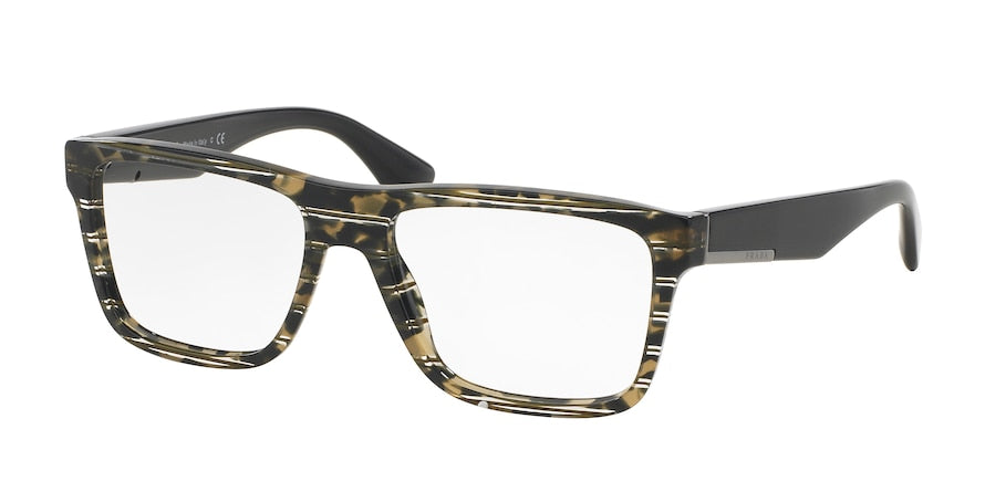 Prada PR07SV Rectangle Eyeglasses  UBE1O1-GREEN LINE TORTOISE 56-17-145 - Color Map green
