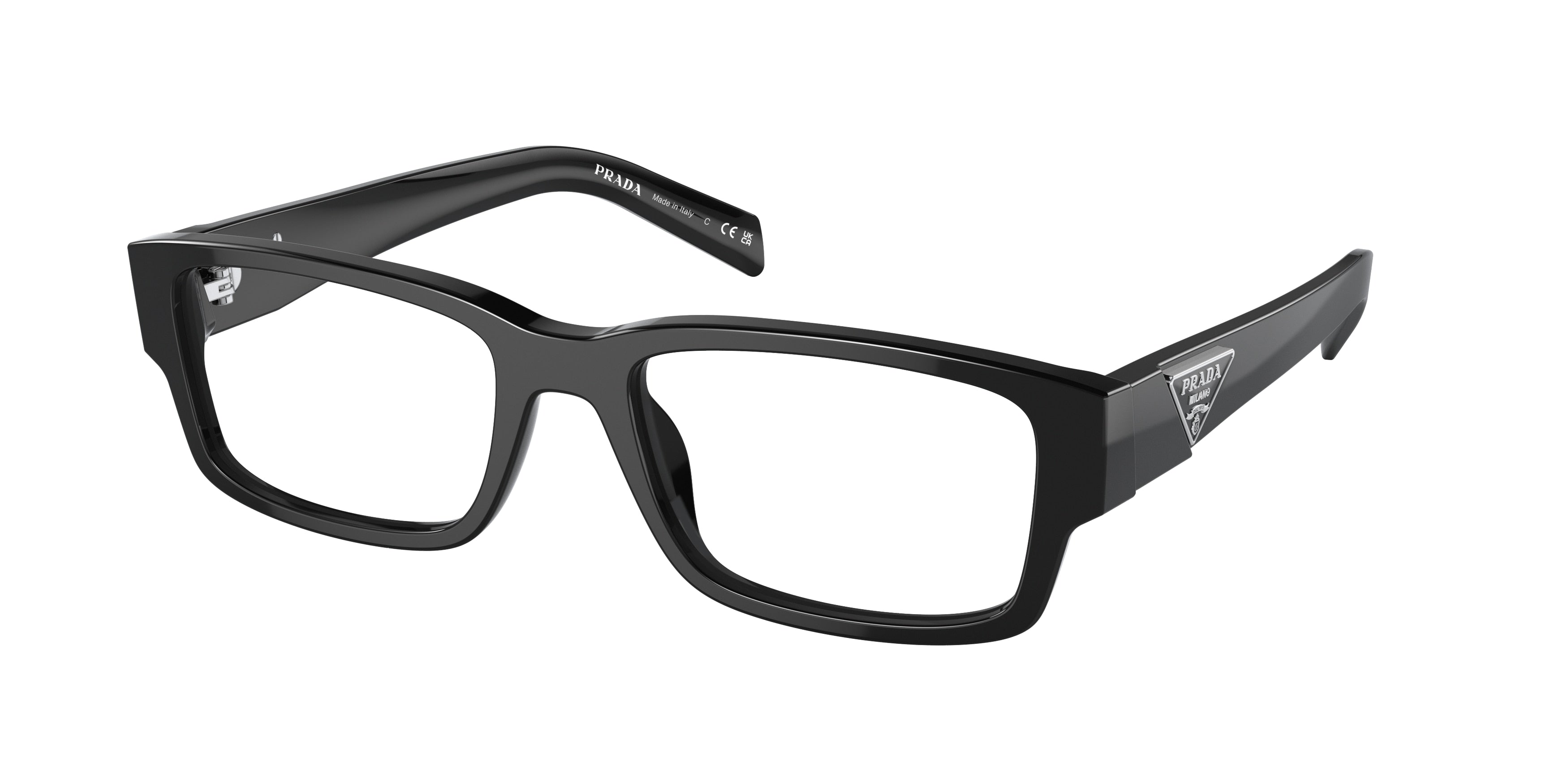 Prada PR07ZVF Rectangle Eyeglasses  1AB1O1-Black 55-140-18 - Color Map Black