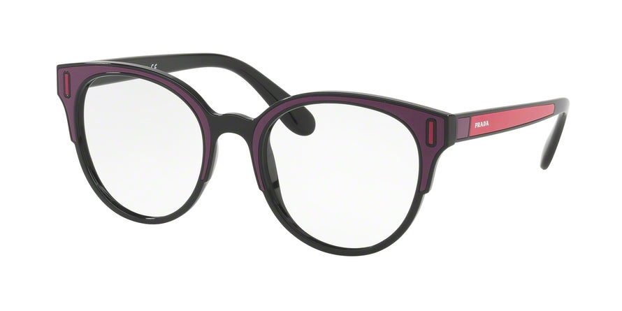 Prada CATWALK PR08UV Phantos Eyeglasses  SSA1O1-BLACK/BORDEAUX/FUXIA 52-20-140 - Color Map violet