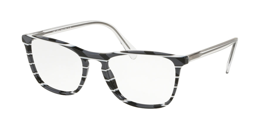 Prada CONCEPTUAL PR08VV Square Eyeglasses  3181O1-STRIPED GREY WHITE 53-19-145 - Color Map grey