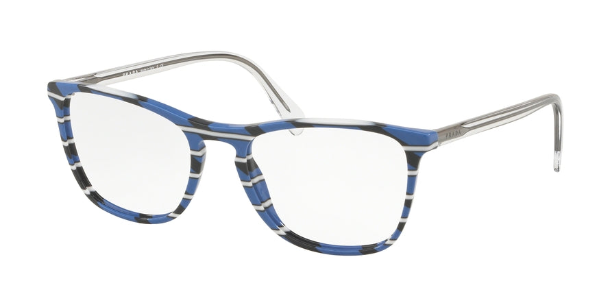 Prada CONCEPTUAL PR08VV Square Eyeglasses  3191O1-STRIPED GREY BLUE 53-19-145 - Color Map blue