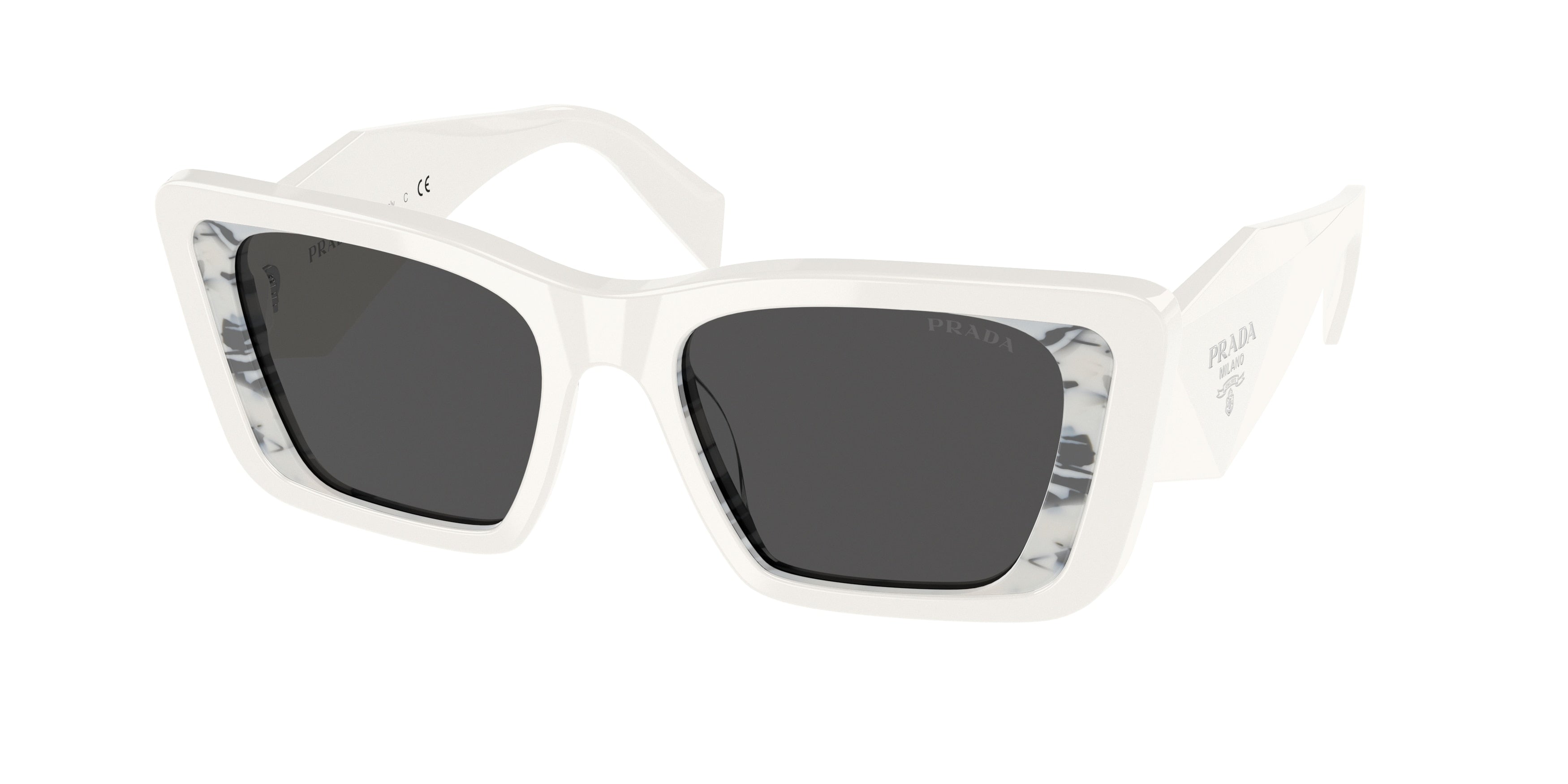 Prada PR08YSF Butterfly Sunglasses  02V5S0-White/Havana Black 51-145-18 - Color Map White