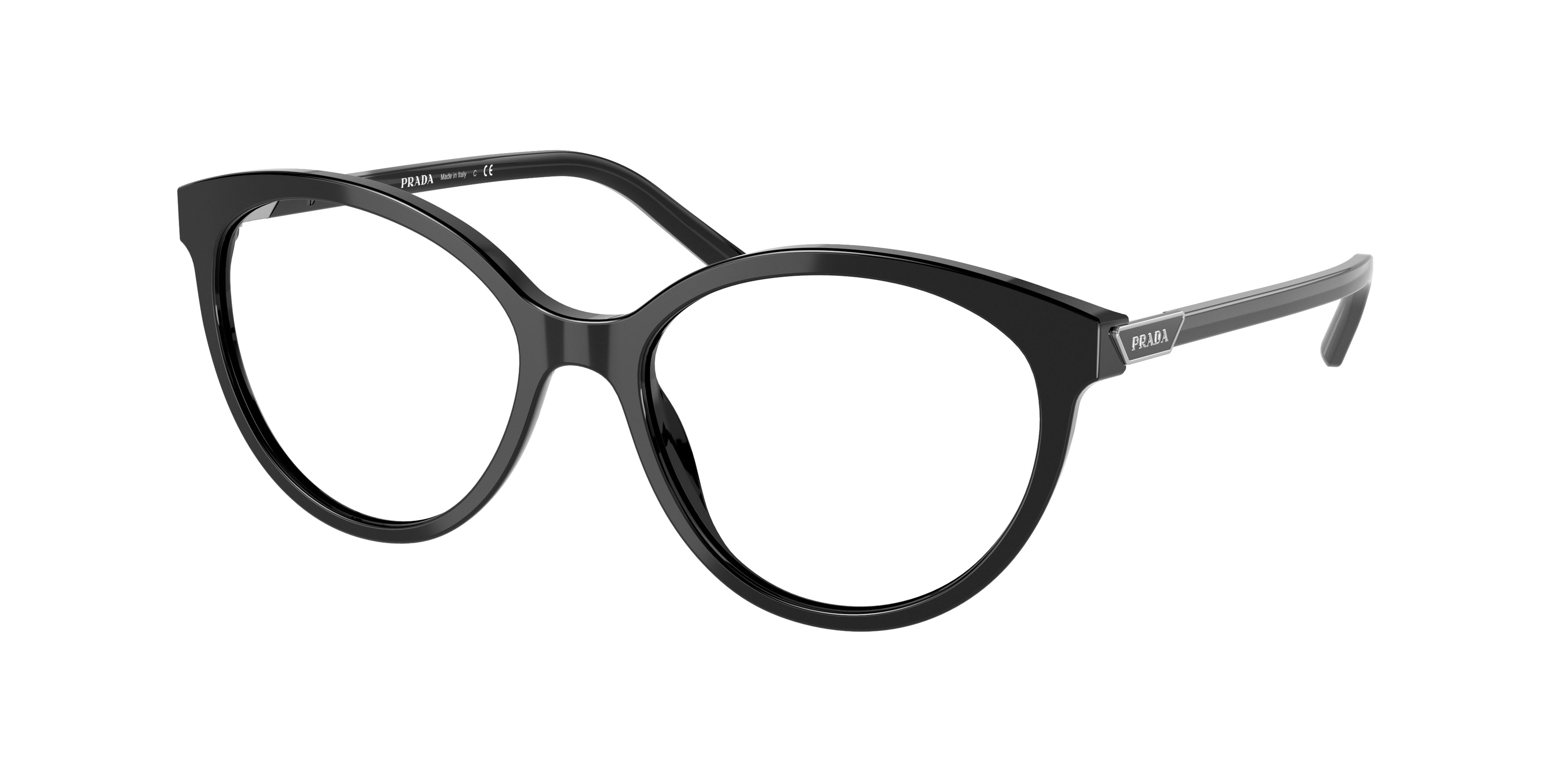 Prada PR08YVF Oval Eyeglasses  1AB1O1-Black 54-140-16 - Color Map Black