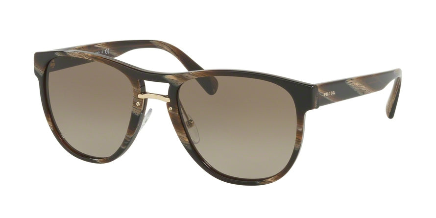 Prada CONCEPTUAL PR09US Pilot Sunglasses  C9O1X1-DARK HORN 55-20-145 - Color Map brown