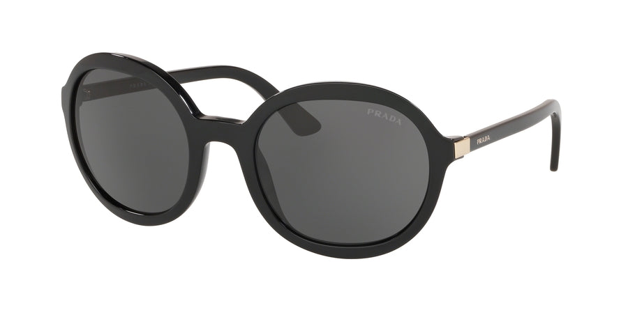 Prada HERITAGE PR09VSF Oval Sunglasses  1AB5S0-BLACK 58-20-130 - Color Map black