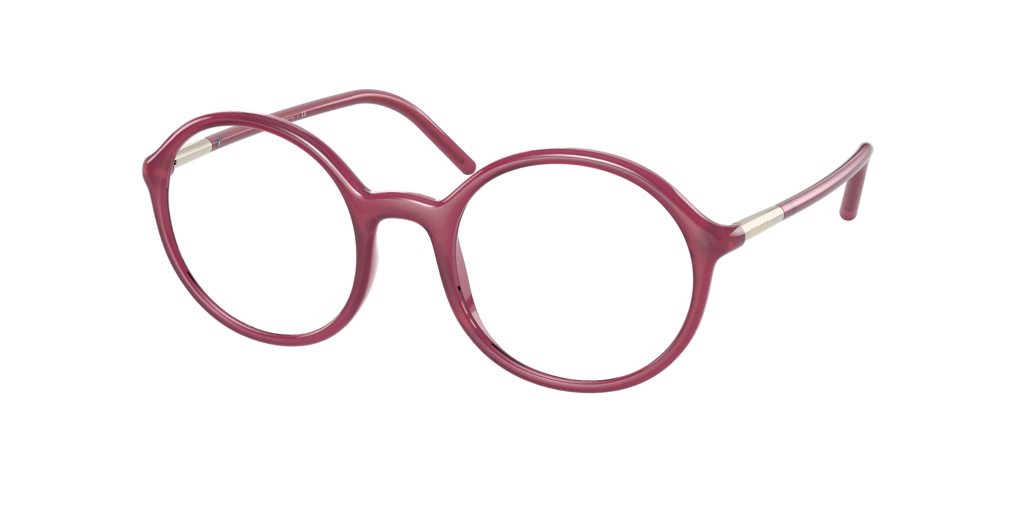 Prada PR09WV Round Eyeglasses  2BM1O1-Opal Bordeaux 50-140-20 - Color Map Red