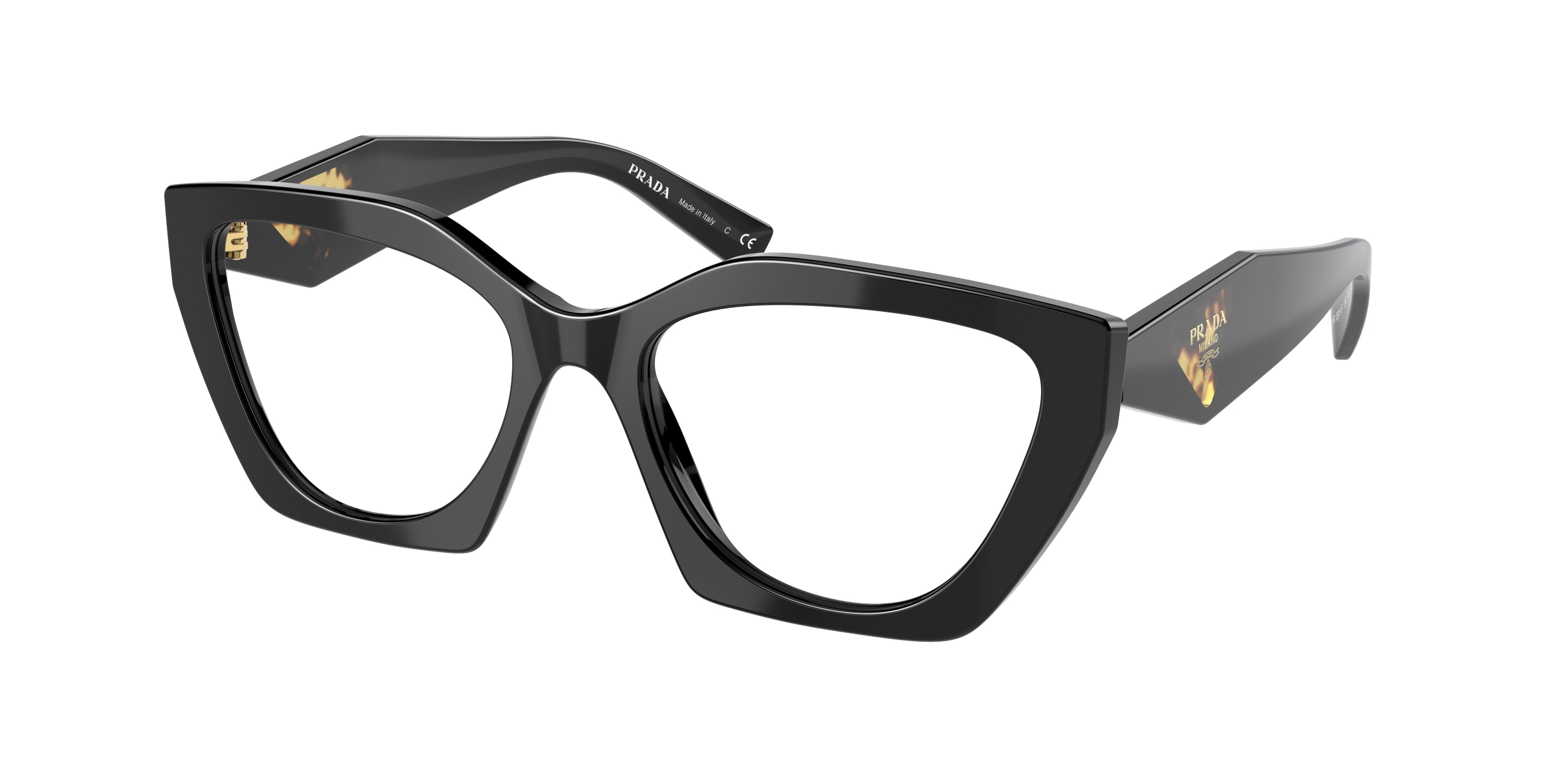 Prada PR09YVF Irregular Eyeglasses  1AB1O1-Black 55-140-18 - Color Map Black