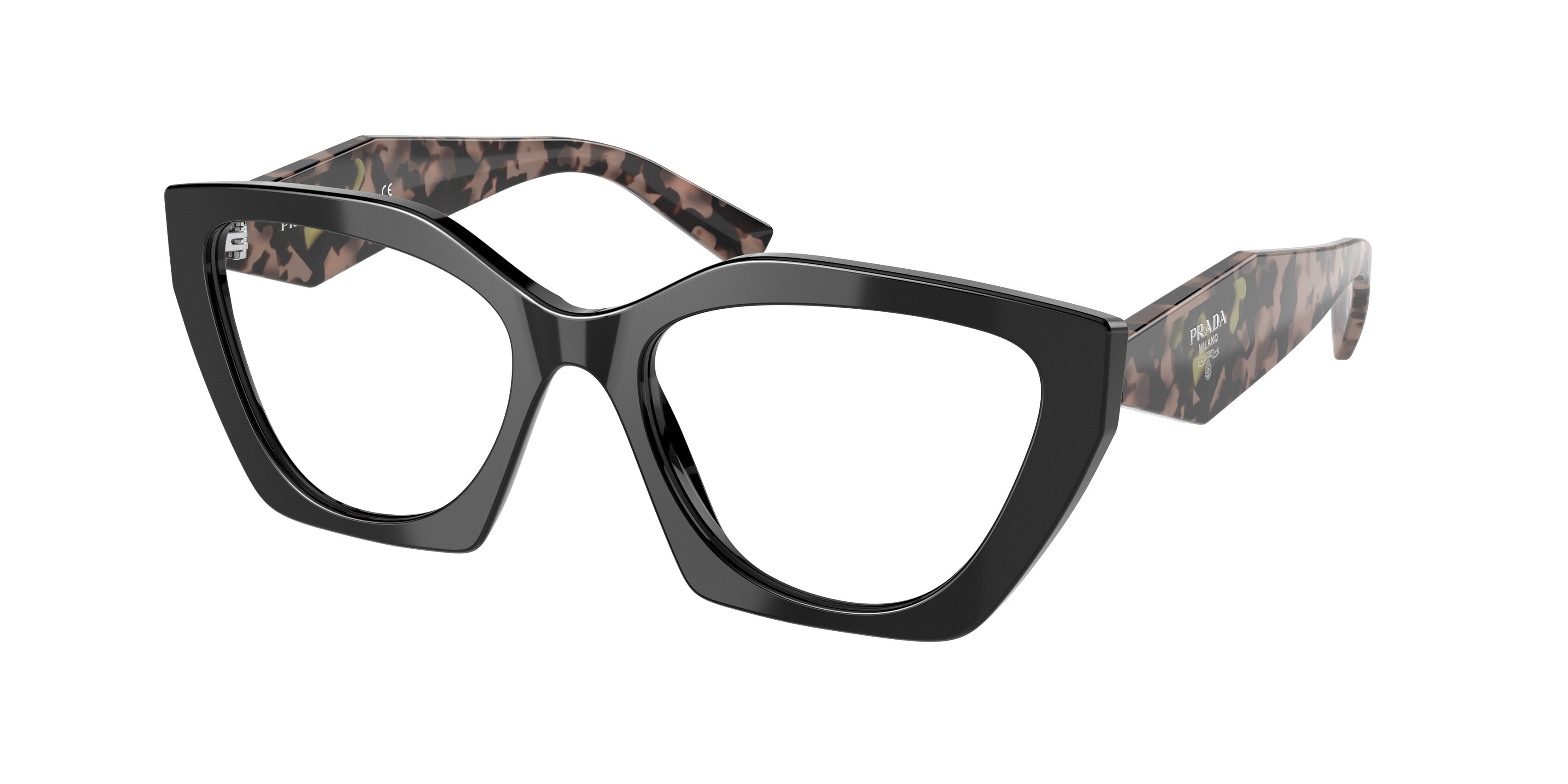 Prada PR09YV Irregular Eyeglasses  21B1O1-Black 54-140-18 - Color Map Black
