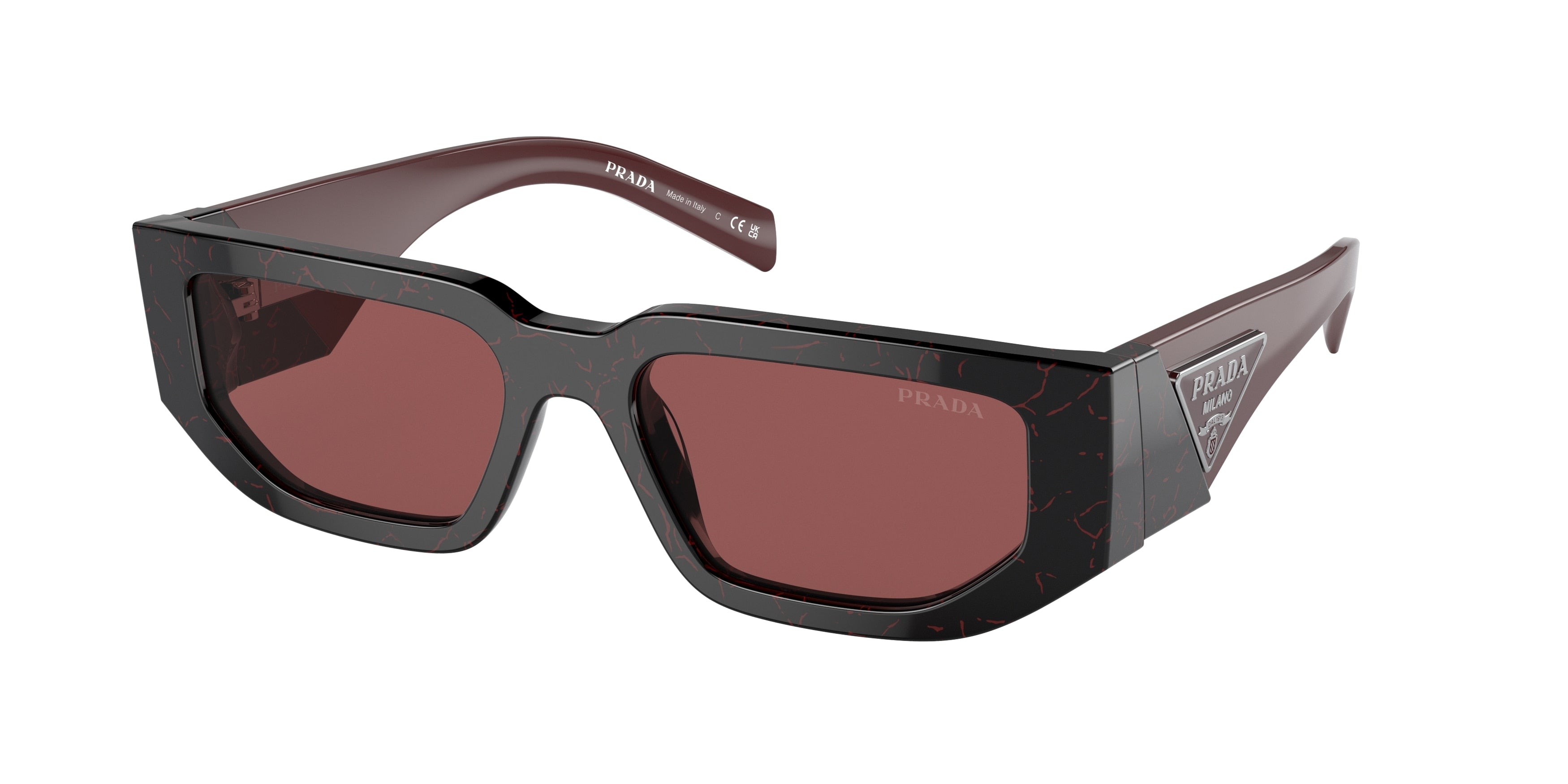 Prada PR09ZSF Rectangle Sunglasses  11F08S-Black Etruscan Marble 55-140-17 - Color Map Black
