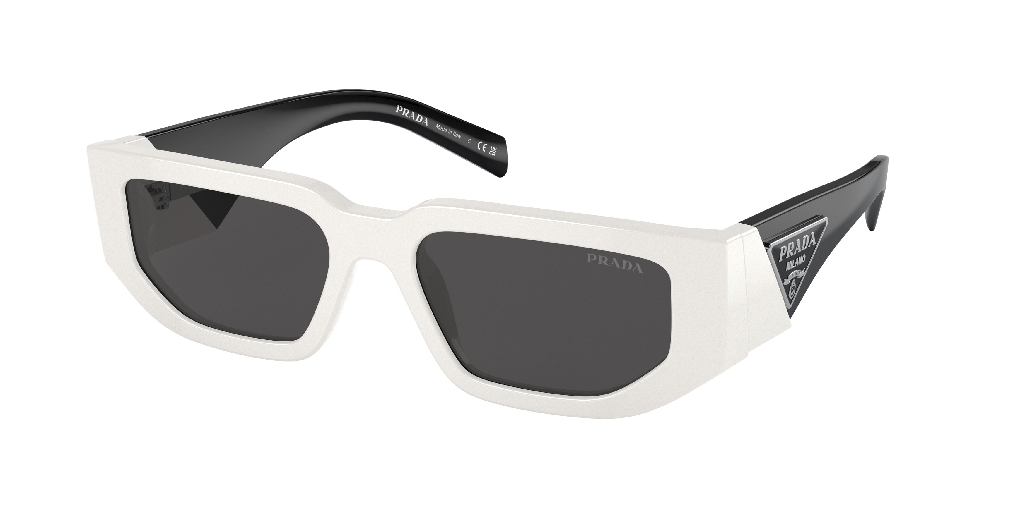 Prada PR09ZSF Rectangle Sunglasses  1425S0-Talc 55-140-17 - Color Map White
