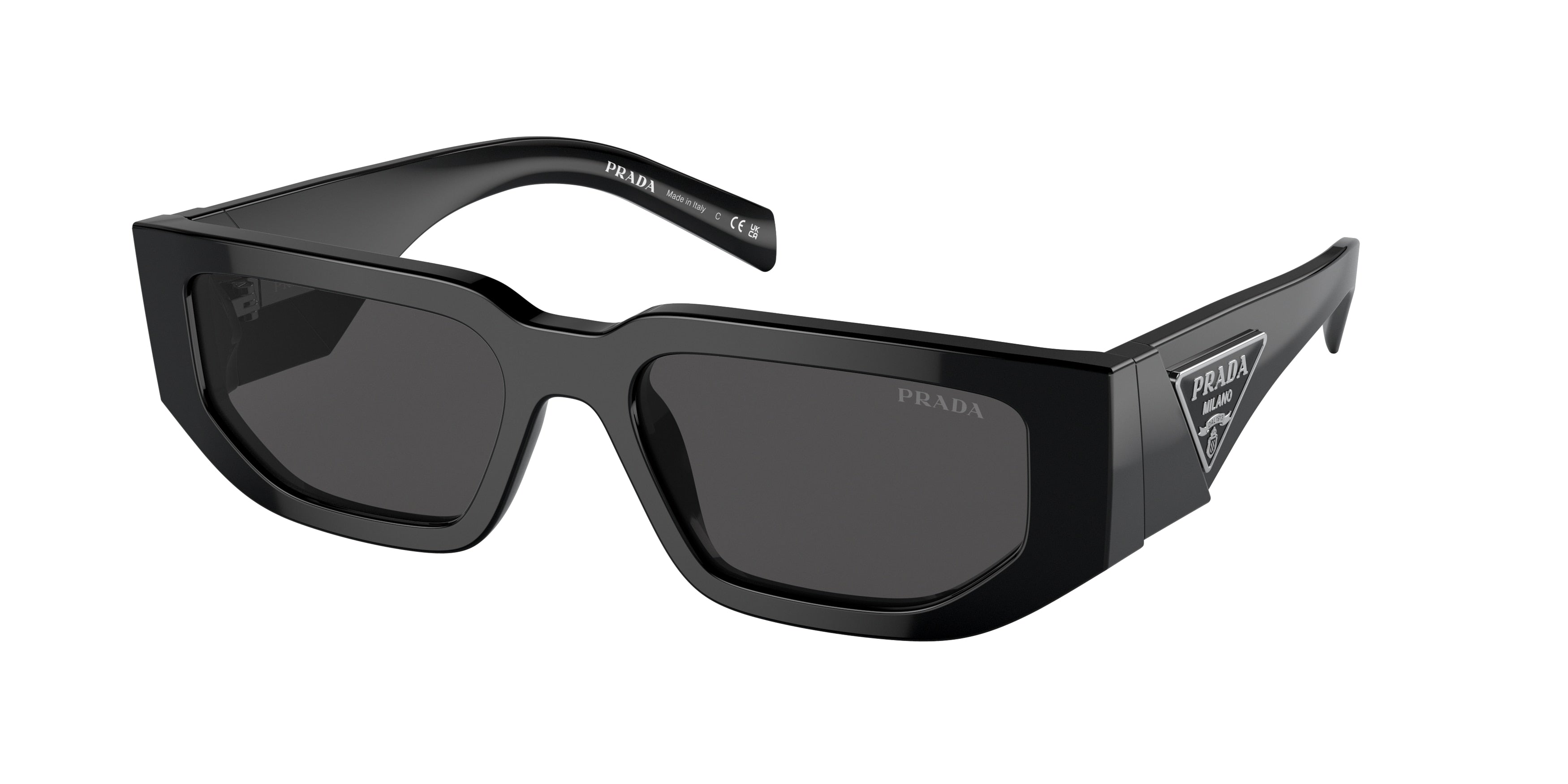 Prada PR09ZSF Rectangle Sunglasses  1AB5S0-Black 55-140-17 - Color Map Black