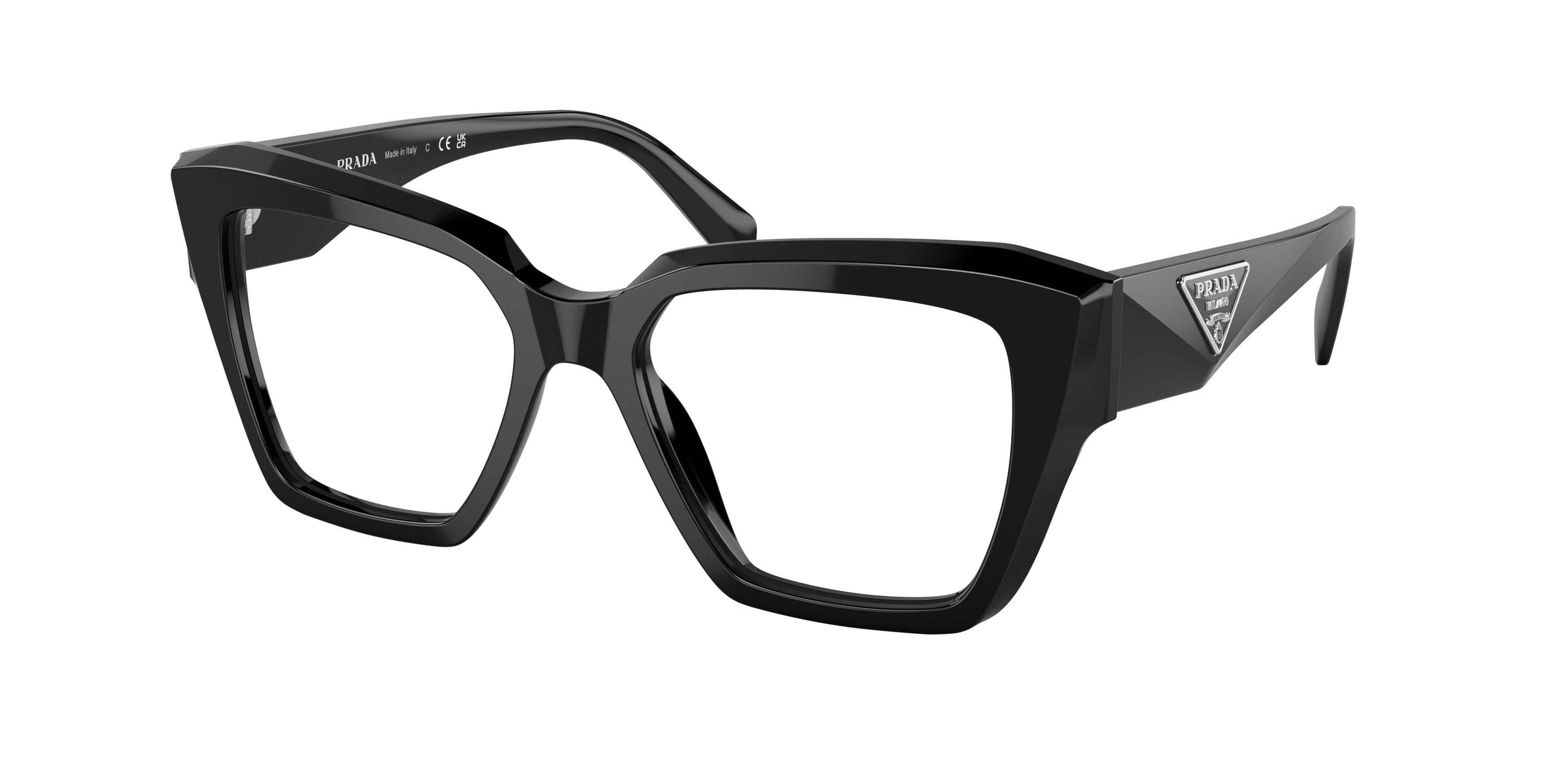 Prada PR09ZVF Square Eyeglasses  1AB1O1-Black 52-140-16 - Color Map Black